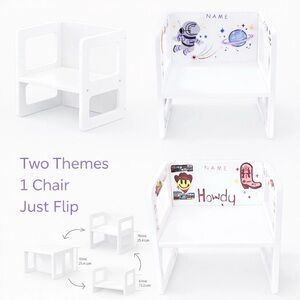 Personalized Montessori Weaning Chair Wood 3 Heights Ages 1-3 Astronaut/Western